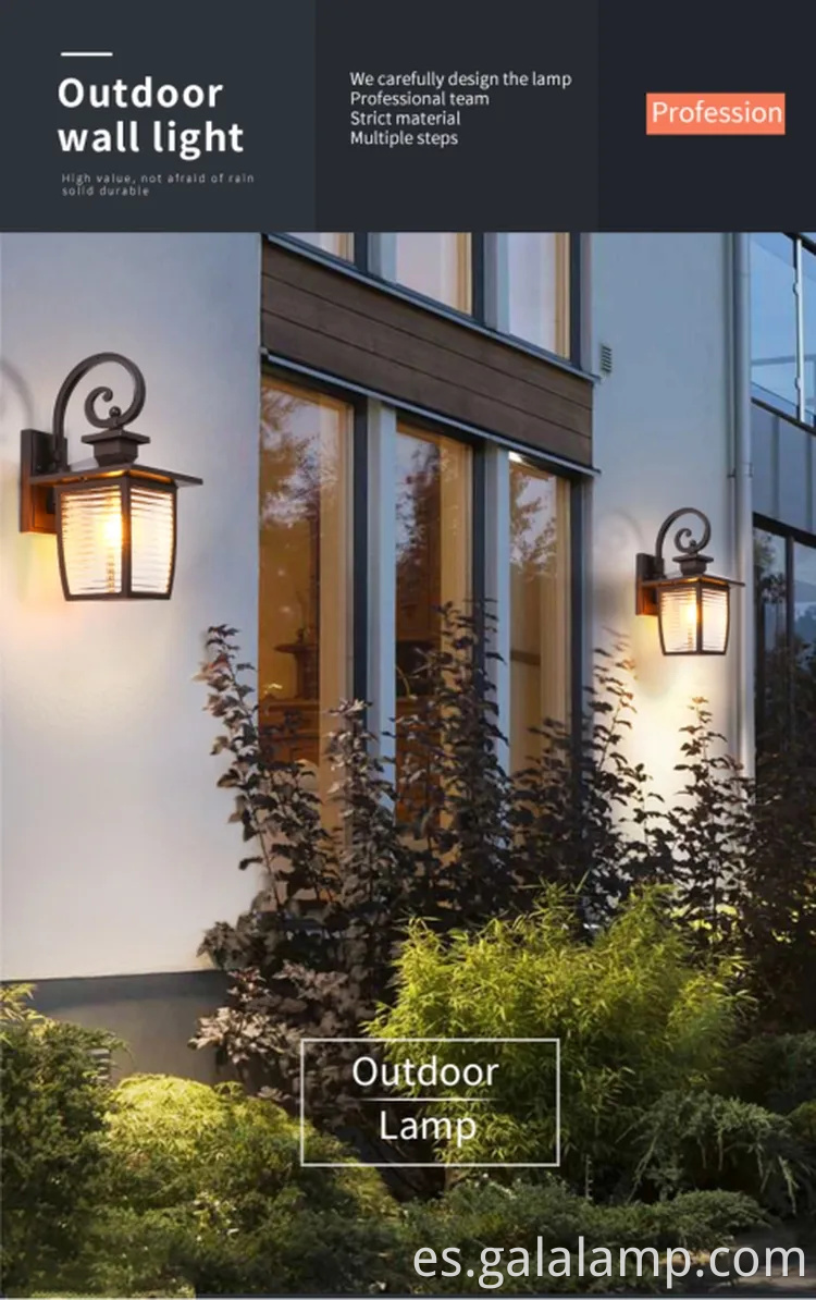 Elegante iluminación de pared impermeable para hoteles y villas de lujo